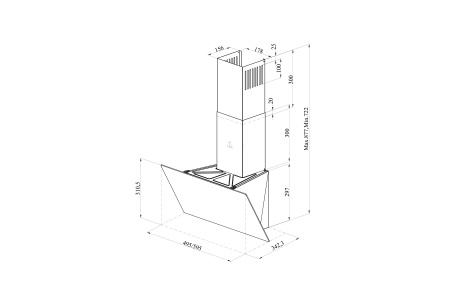 Наклонная вытяжка LEX Meta GS 600 White