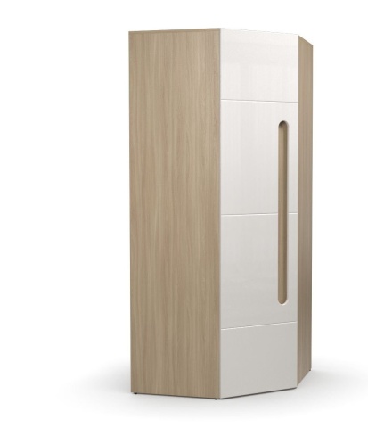 Шкаф Угловой без Полок Палермо МДФ (Ш-880 х Г-880 x В-2078 мм)Ясень Шимо Светлый/ фасад Белый Глянец 