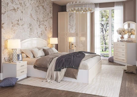 Спальный Гарнитур Венесуэла №2 МДФ/Жемчуг Глянец 