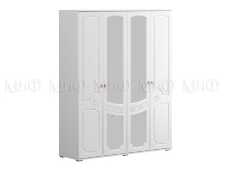 Шкаф 4-х Створчатый Королева New Белый МДФ (Ш-1600 мм x В-2116 мм x Г-540 мм)