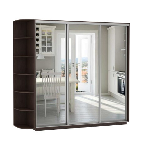 Шкаф-Купе 3-х Створчатый Тиффани Рамир Зеркальный Ш-1800/2100/2200 мм/Разные Цвета и Размеры